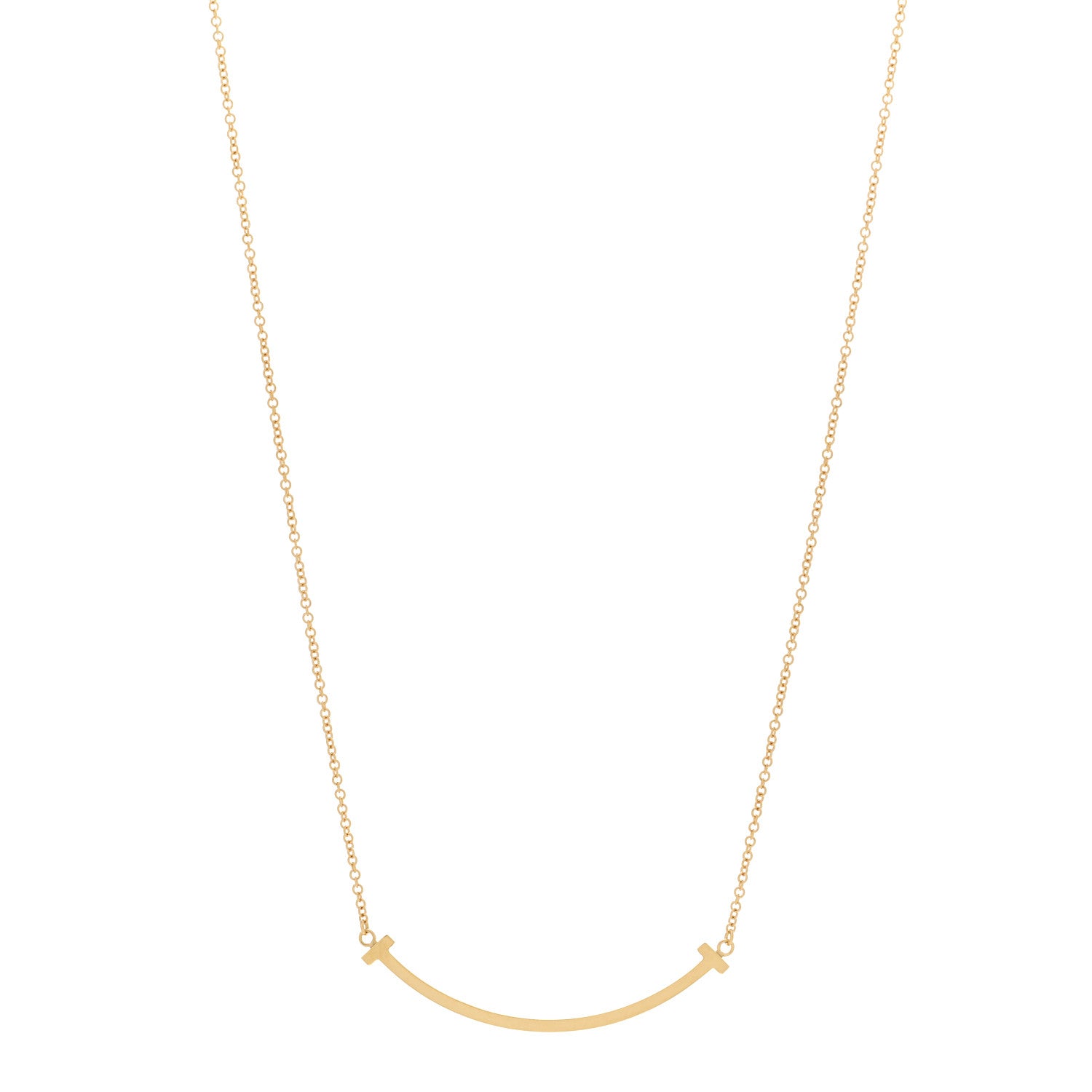 Tiffany 18K Yellow Gold Small T Smile Pendant Necklace 1 of 4