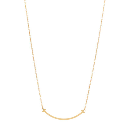Tiffany 18K Yellow Gold Small T Smile Pendant Necklace 1 of 4