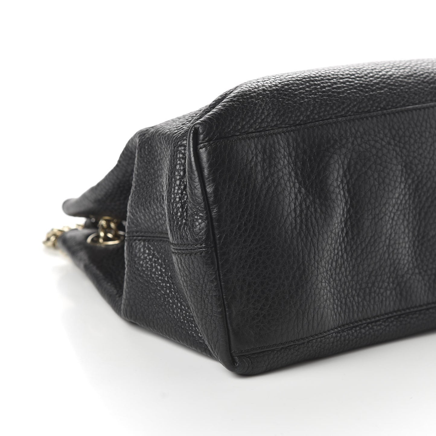 Pebbled Calfskin Medium Soho Chain Shoulder Bag Black