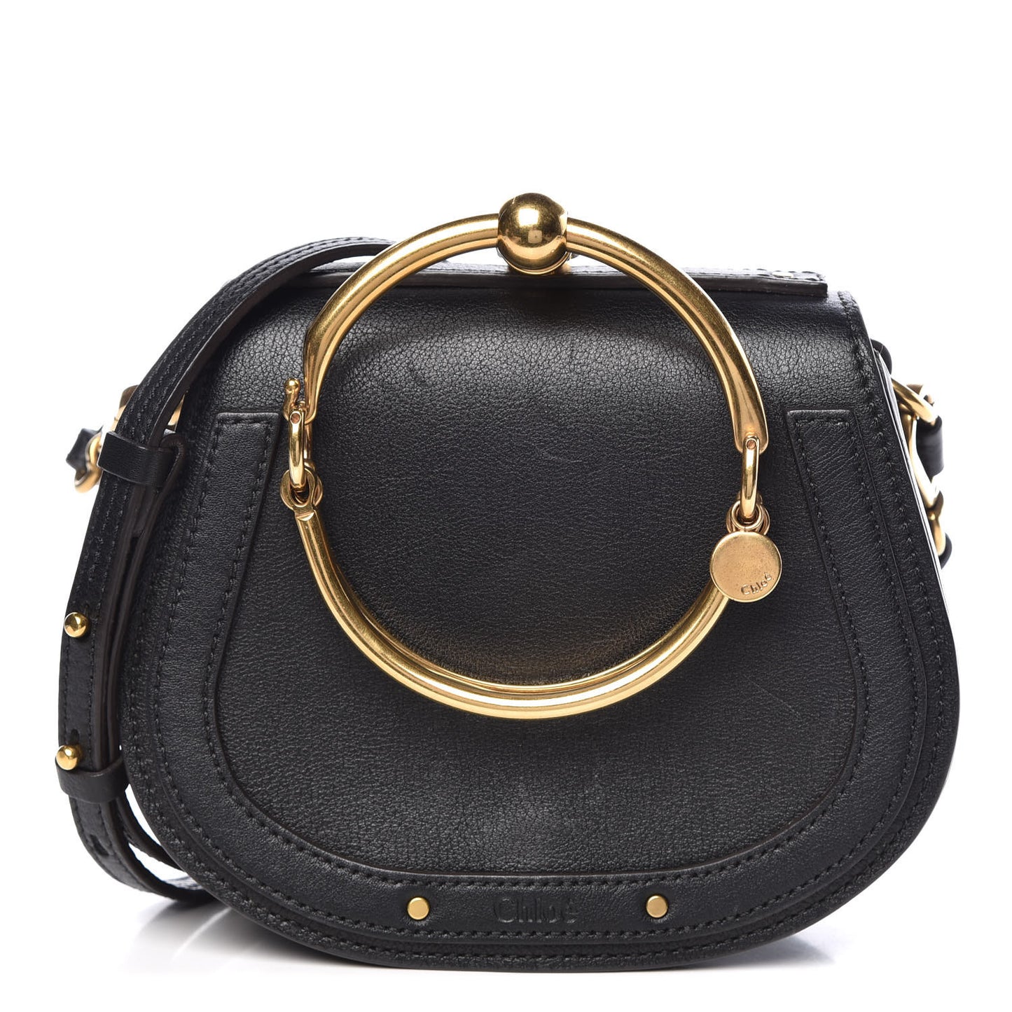 Calfskin Suede Small Nile Bracelet Bag Black