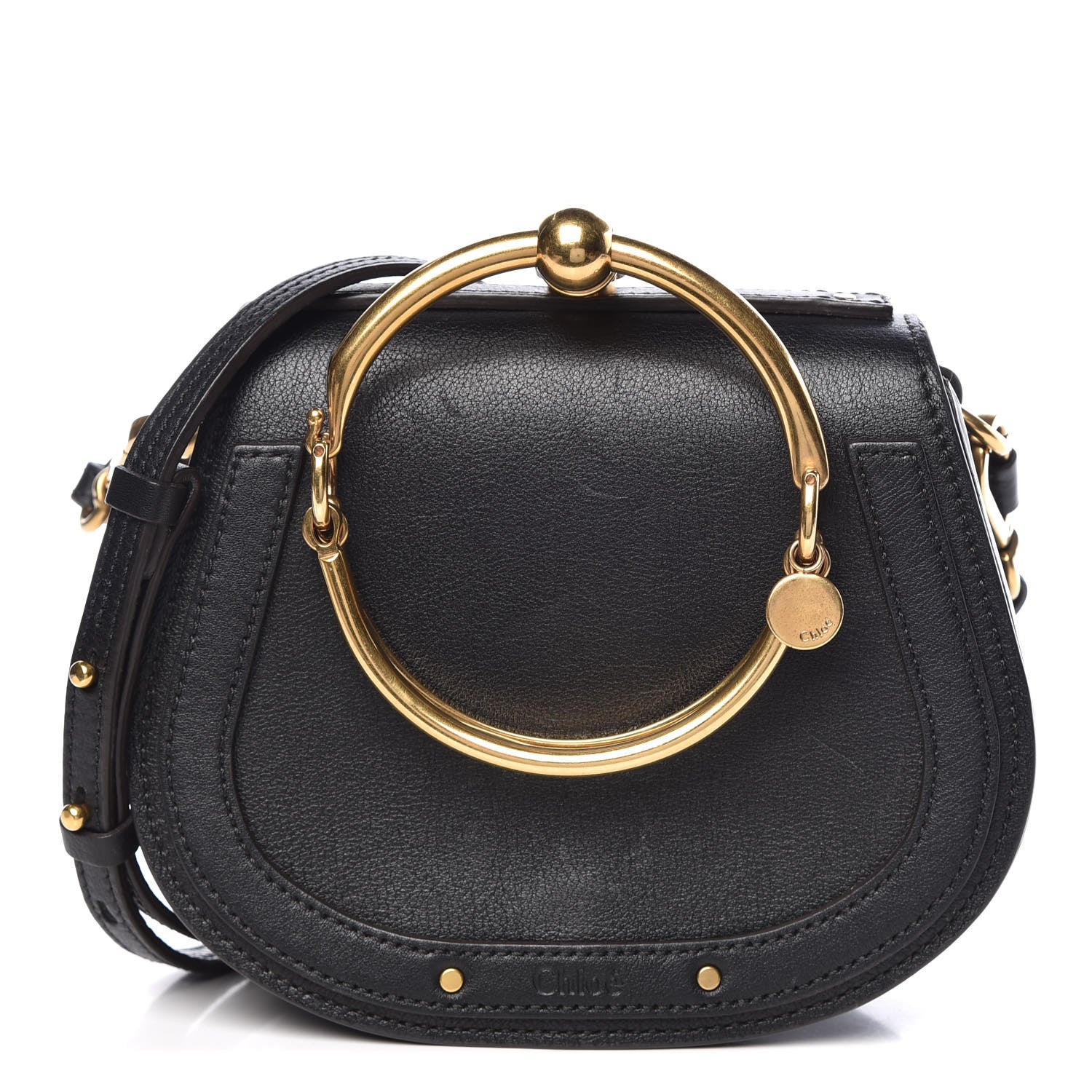 Chloe Calfskin Suede Small Nile Bracelet Bag Black 1 of 14