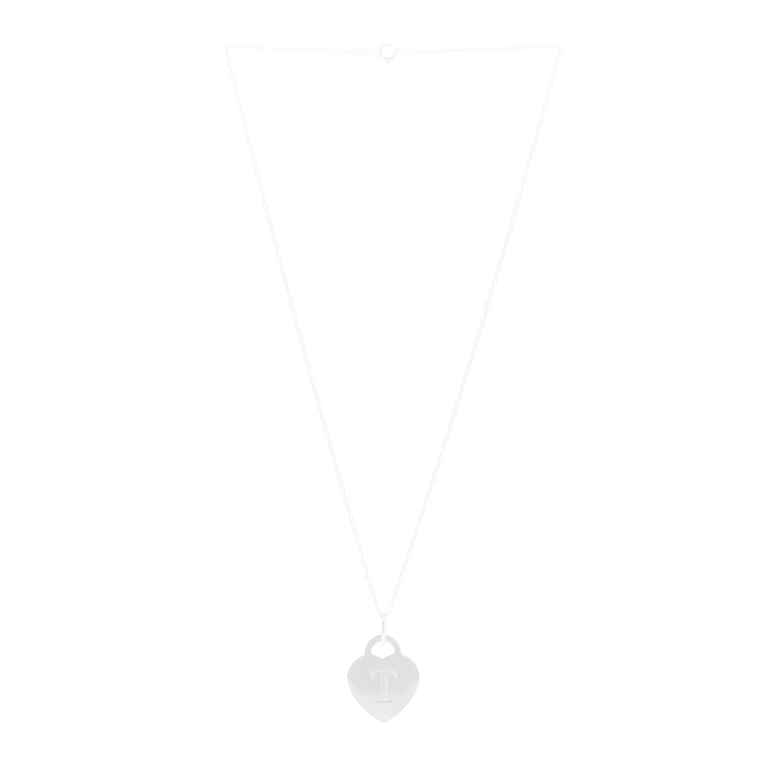 Tiffany Sterling Silver Heart Tag Alphabet T Pendant Necklace 2 of 4