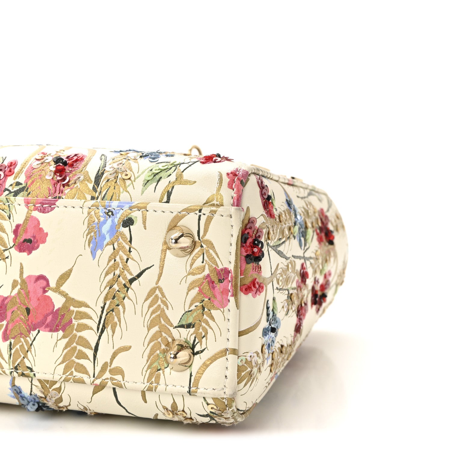 Christian Dior Calfskin Hibiscus Printed Embroidered My ABCDior Lady Dior Beige Multicolor 9 of 9