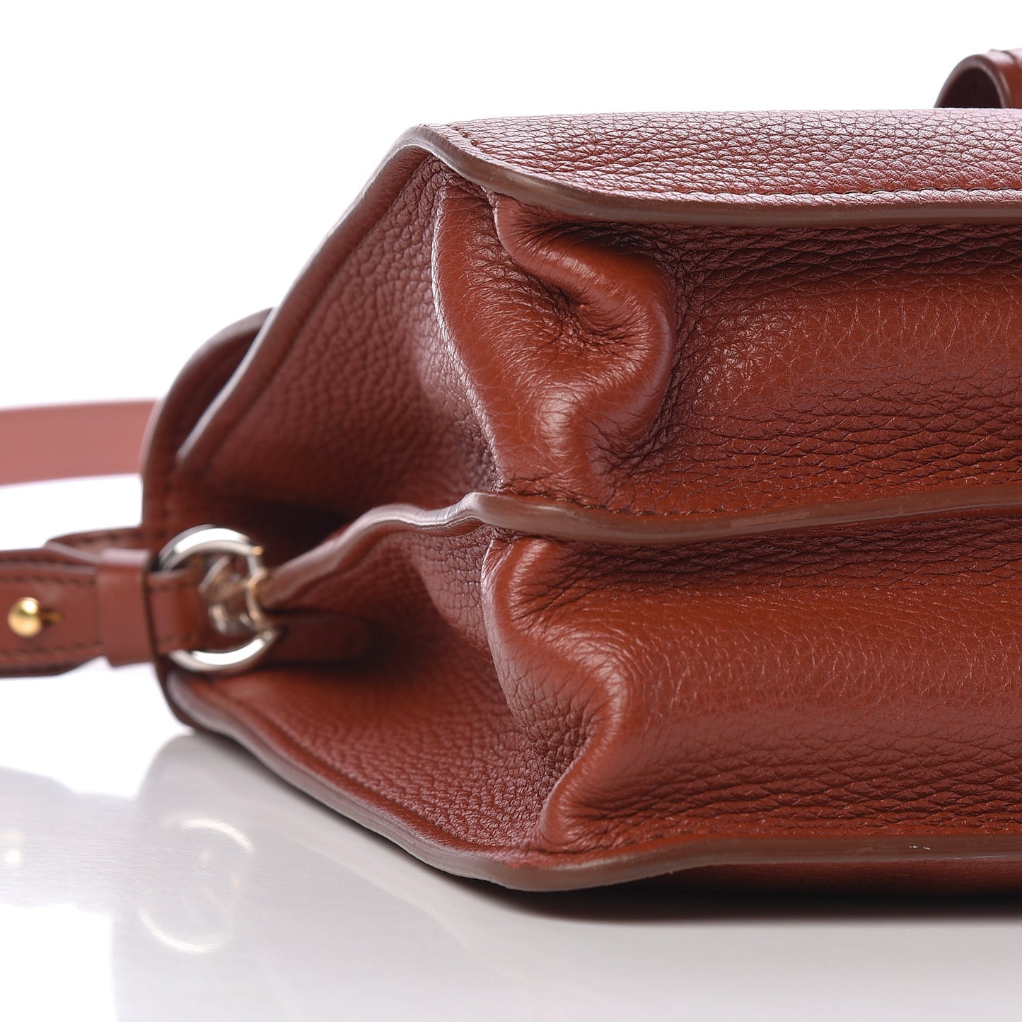 Shiny Grained Calfskin Medium Aby Day Shoulder Bag Sepia Brown