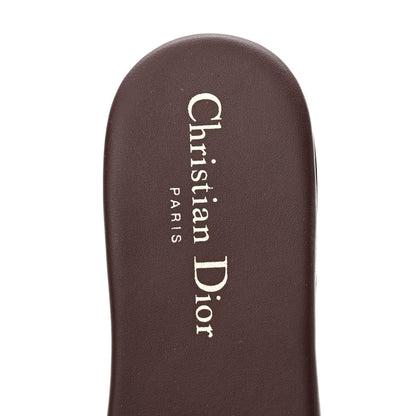Christian Dior Canvas Embroidered Dway Mules Slide Sandals 37.5 Burgundy 7 of 8