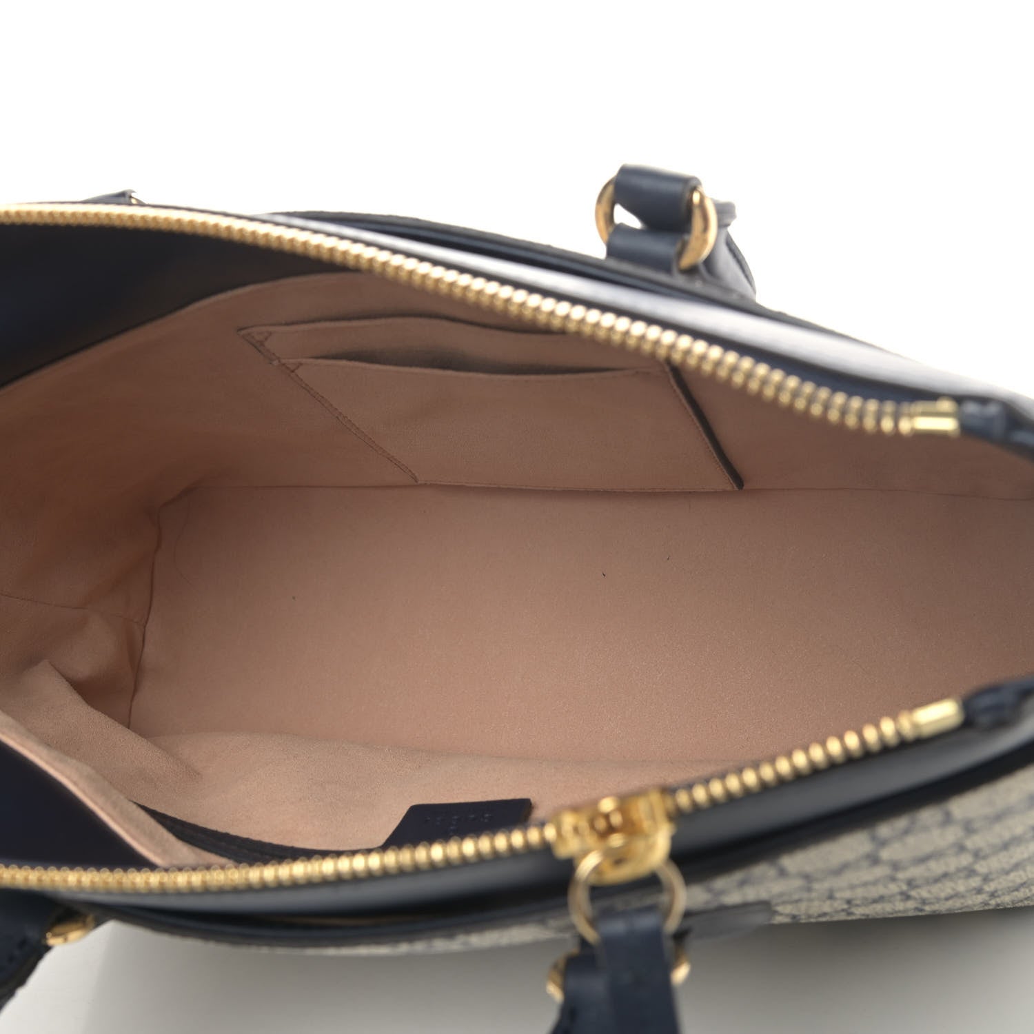 Gucci GG Supreme Monogram Small Zip Top Tote Beige Blue 4 of 4