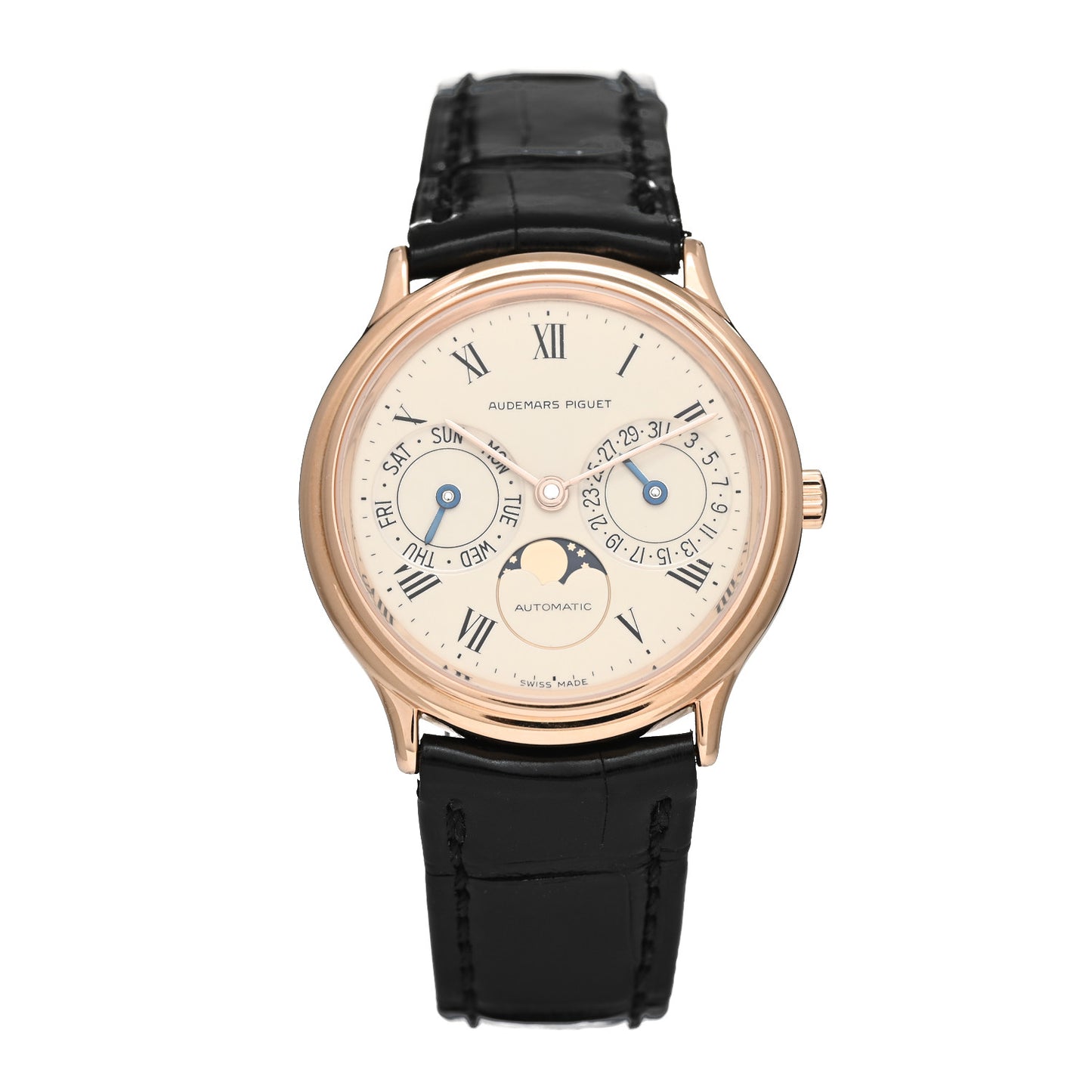 18K Rose Gold Alligator 34mm Moonphase Calendar Classic Manual Winding Watch 25589OR.OO.0002XX.01