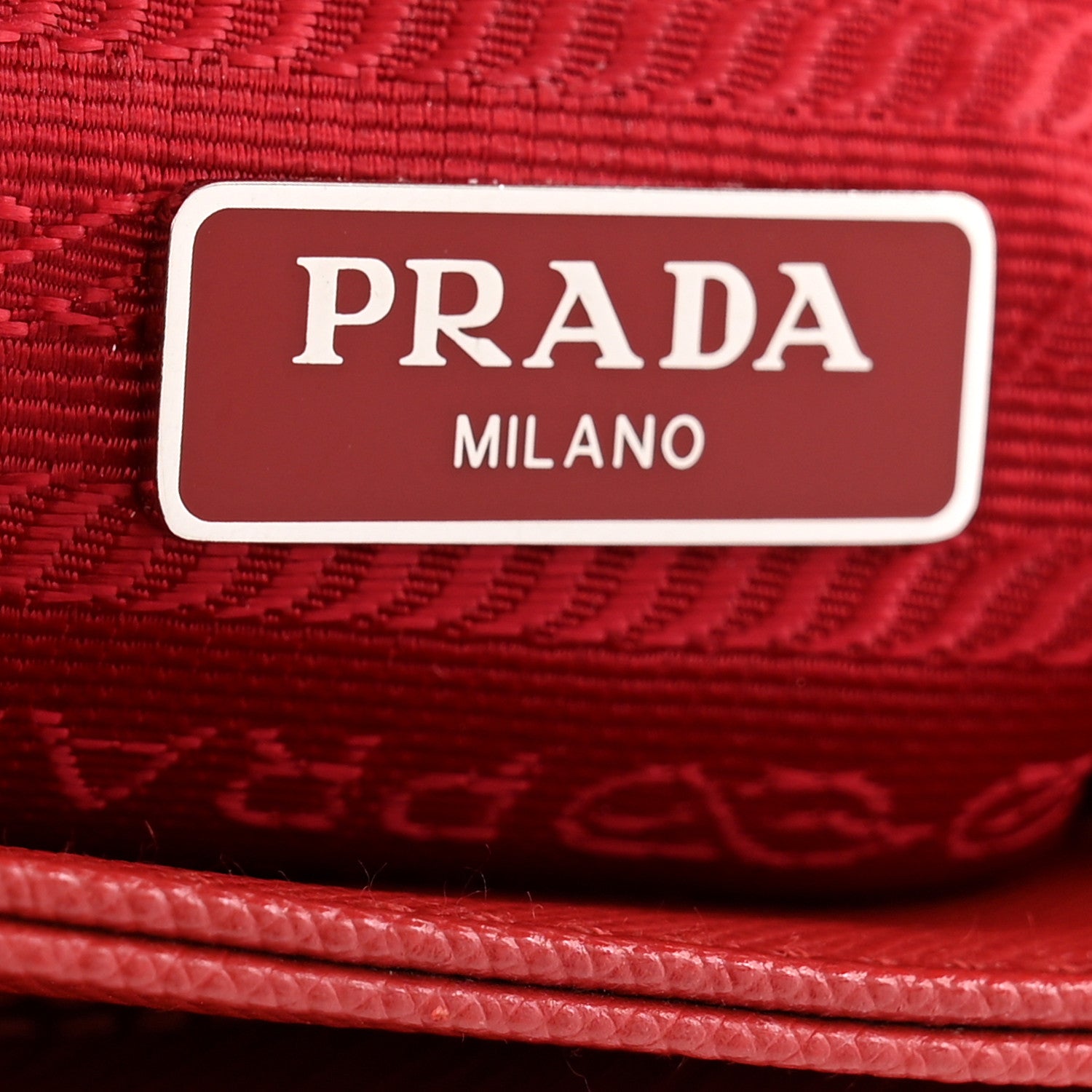 Prada Saffiano Tessuto Nylon Chain Shoulder Bag Rosso 8 of 14