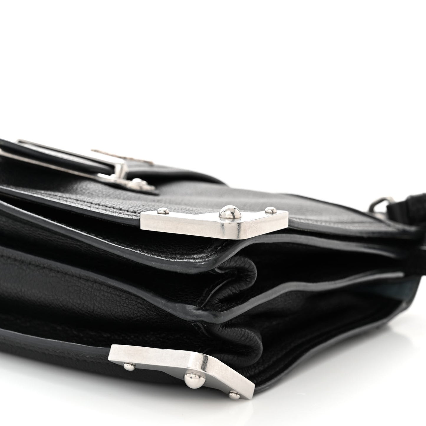 Glace Calf Large Soft Cahier Bag Black Astrale