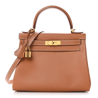 Hermes Madame Calfskin Kelly Retourne 28 Gold 1 of 11