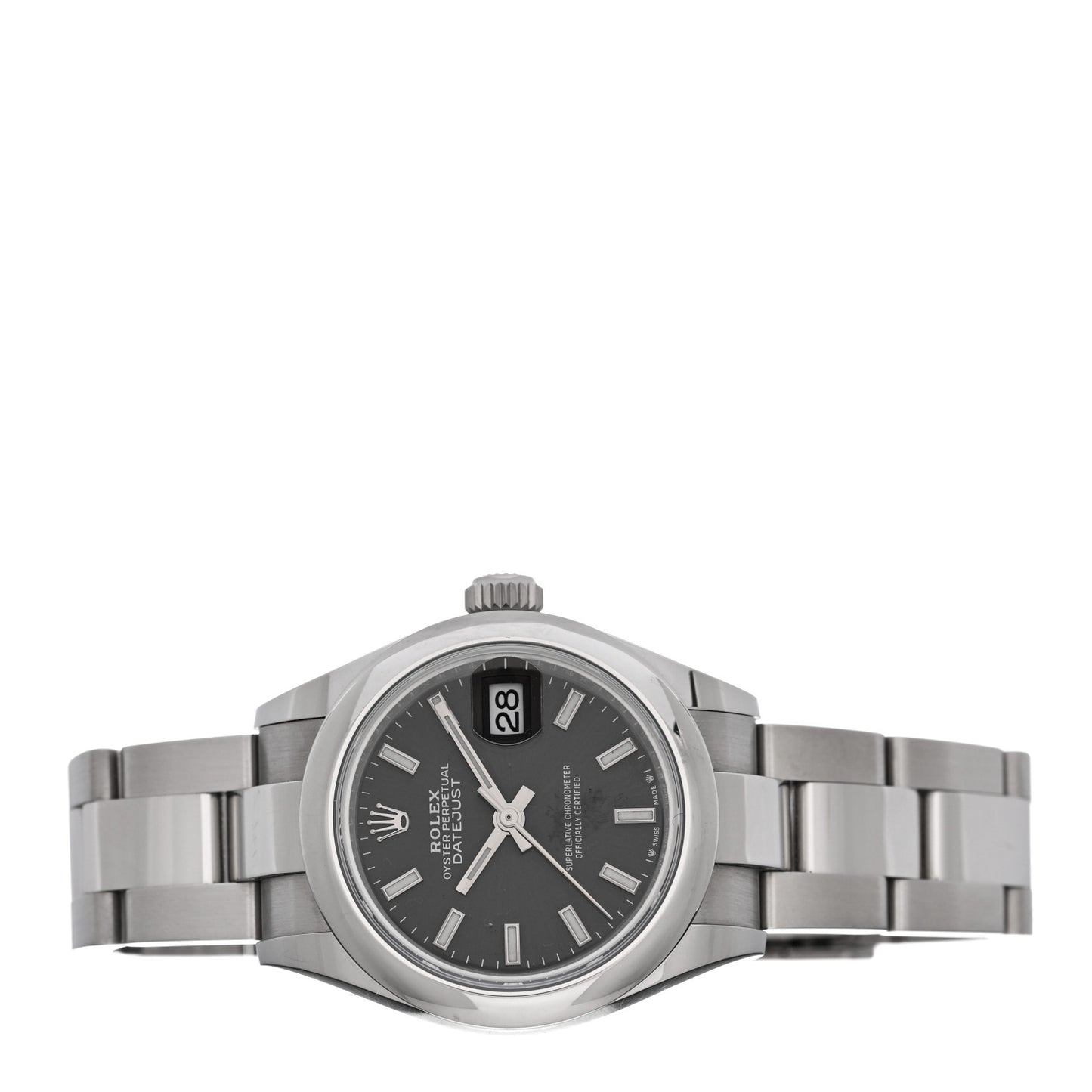 Stainless Steel 28mm Oyster Perpetual Datejust Watch Dark Grey 279160