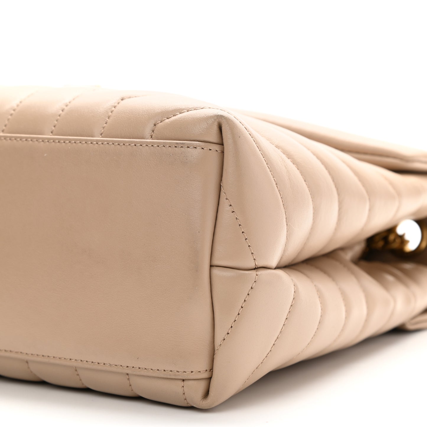 Calfskin Y Quilted Monogram Medium Loulou Chain Satchel Light Natural
