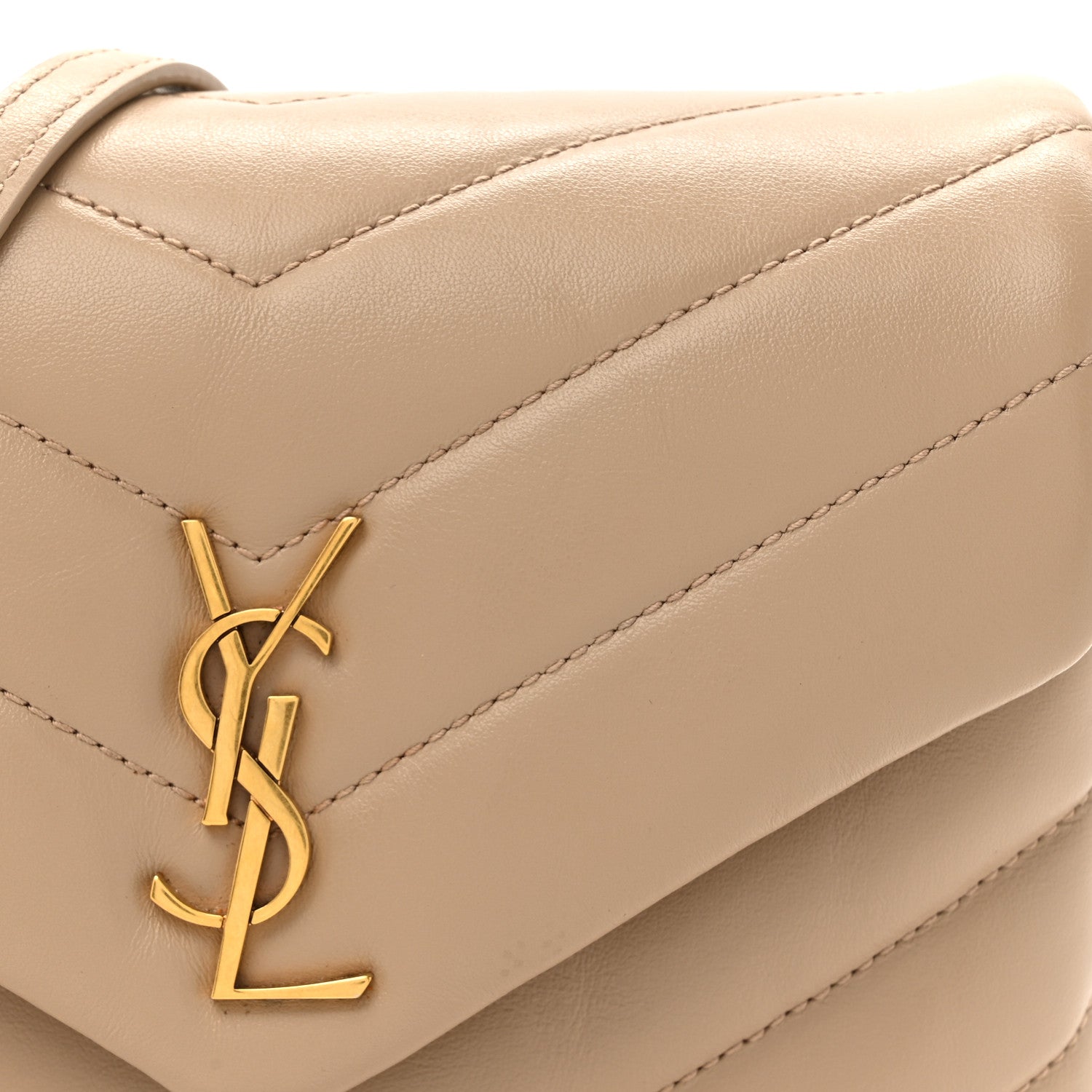Saint Laurent Calfskin Y Quilted Monogram Toy Loulou Crossbody Bag Dark Beige 8 of 10