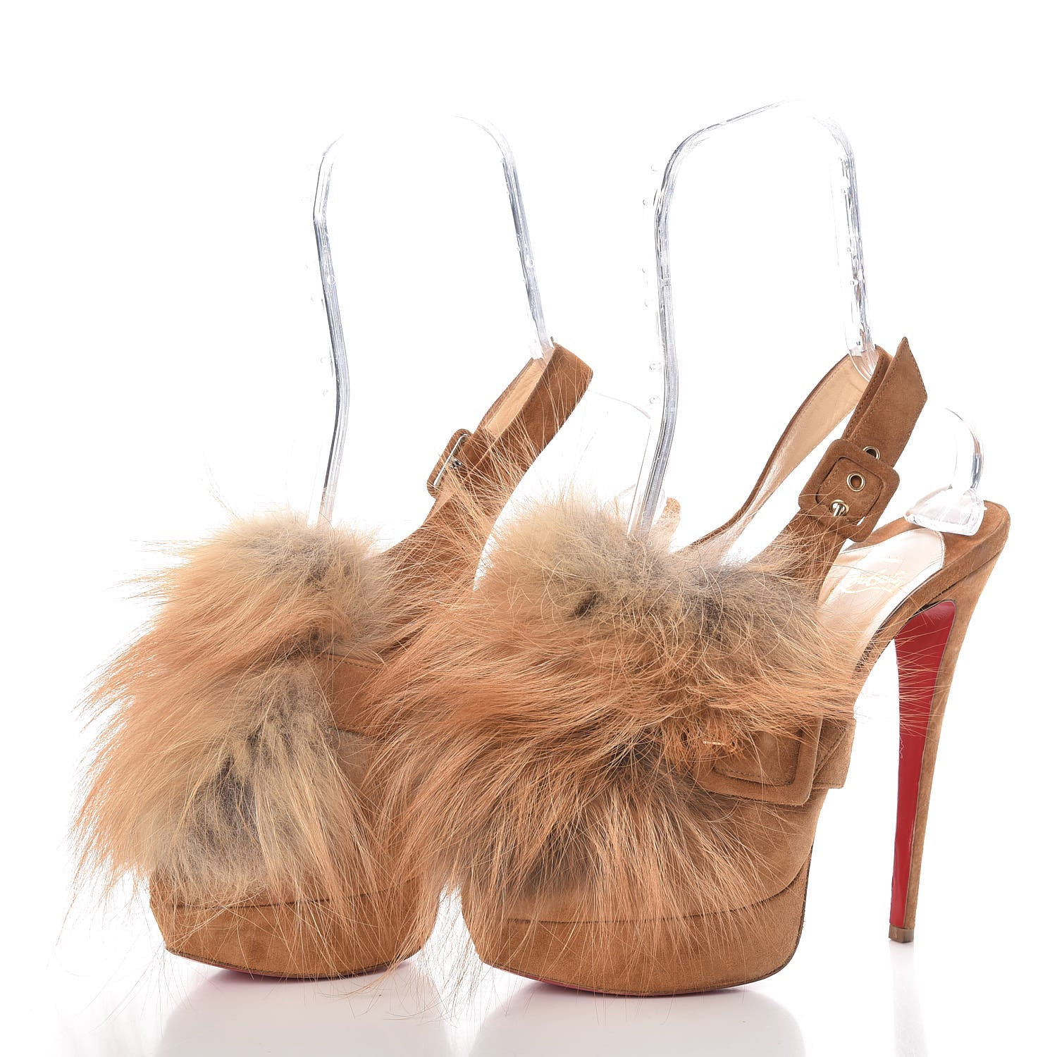 Christian Louboutin Suede Fox Fur Splash 150 Pumps 41.5 Camel 3 of 13