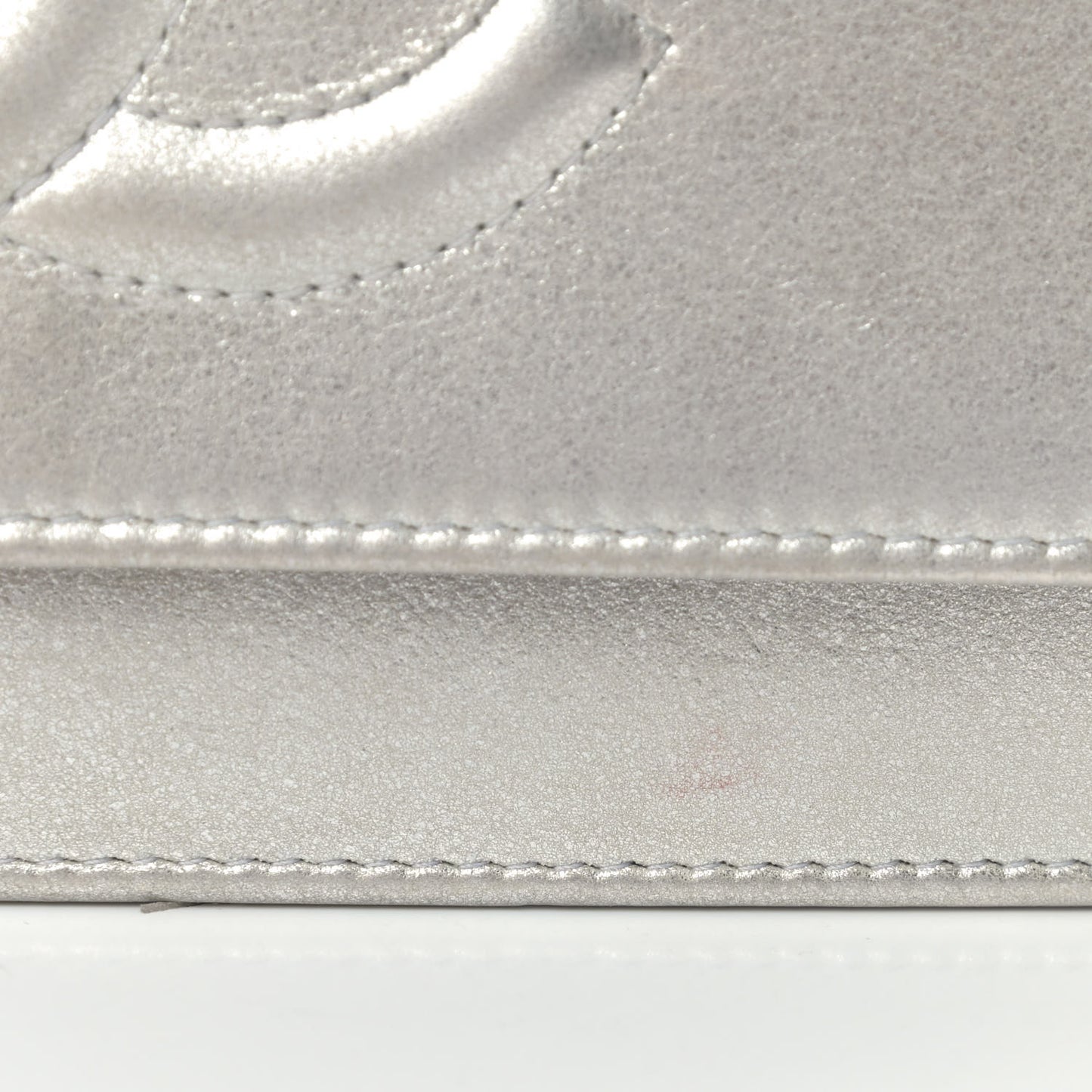 Metallic Lambskin Timeless Wallet on Chain WOC Silver