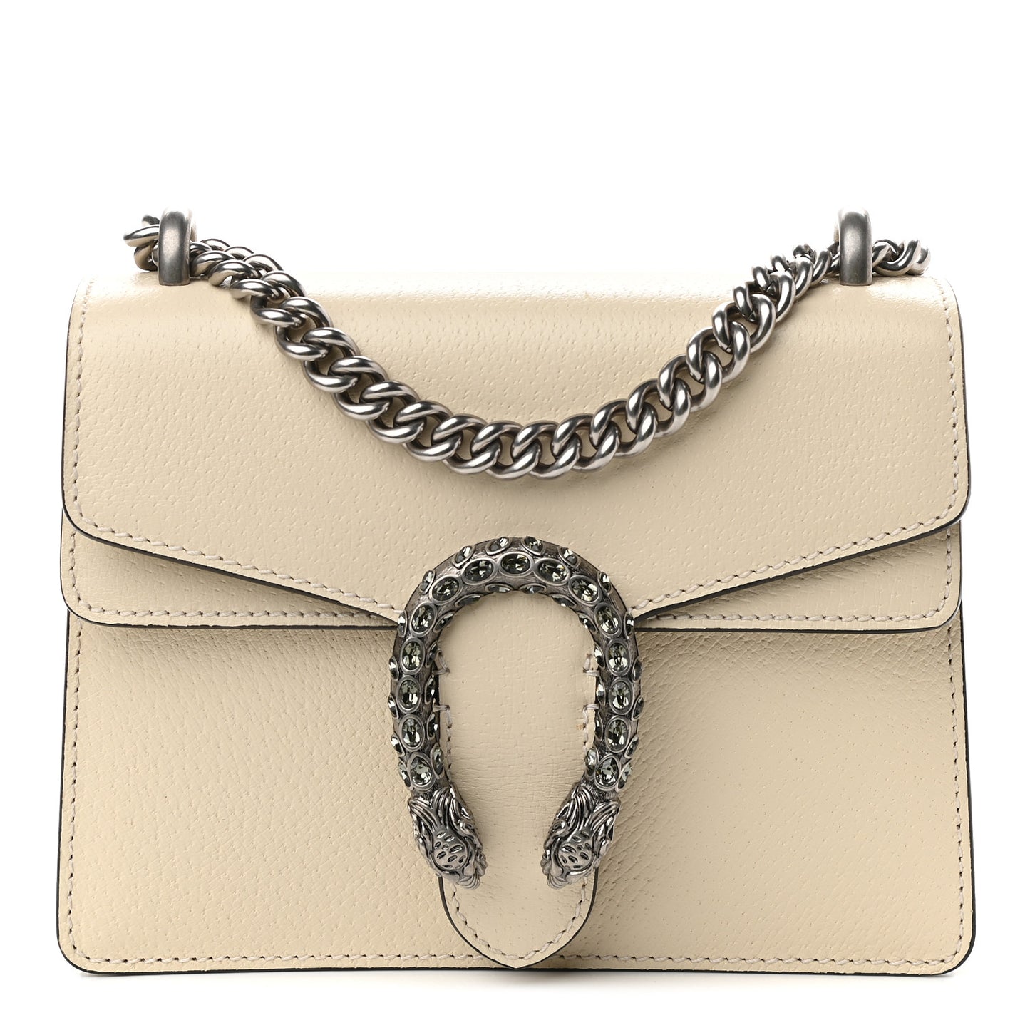 Textured Calfskin Crystal Mini Dionysus Shoulder Bag Mystic White