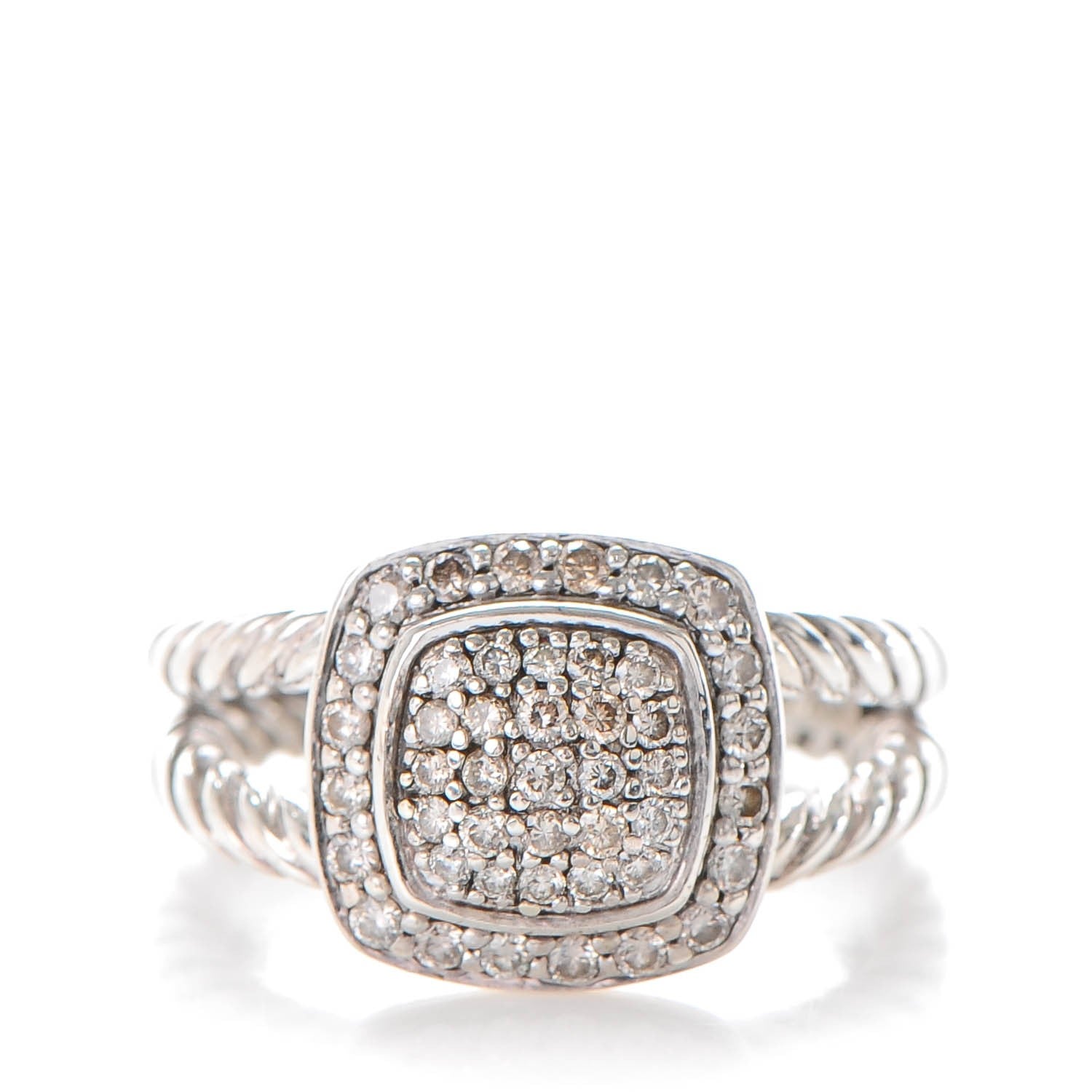 David Yurman Sterling Silver Diamond 7mm Petite Albion Pave Ring 49 5 1 of 4