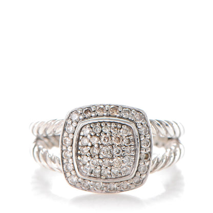 David Yurman Sterling Silver Diamond 7mm Petite Albion Pave Ring 49 5 1 of 4