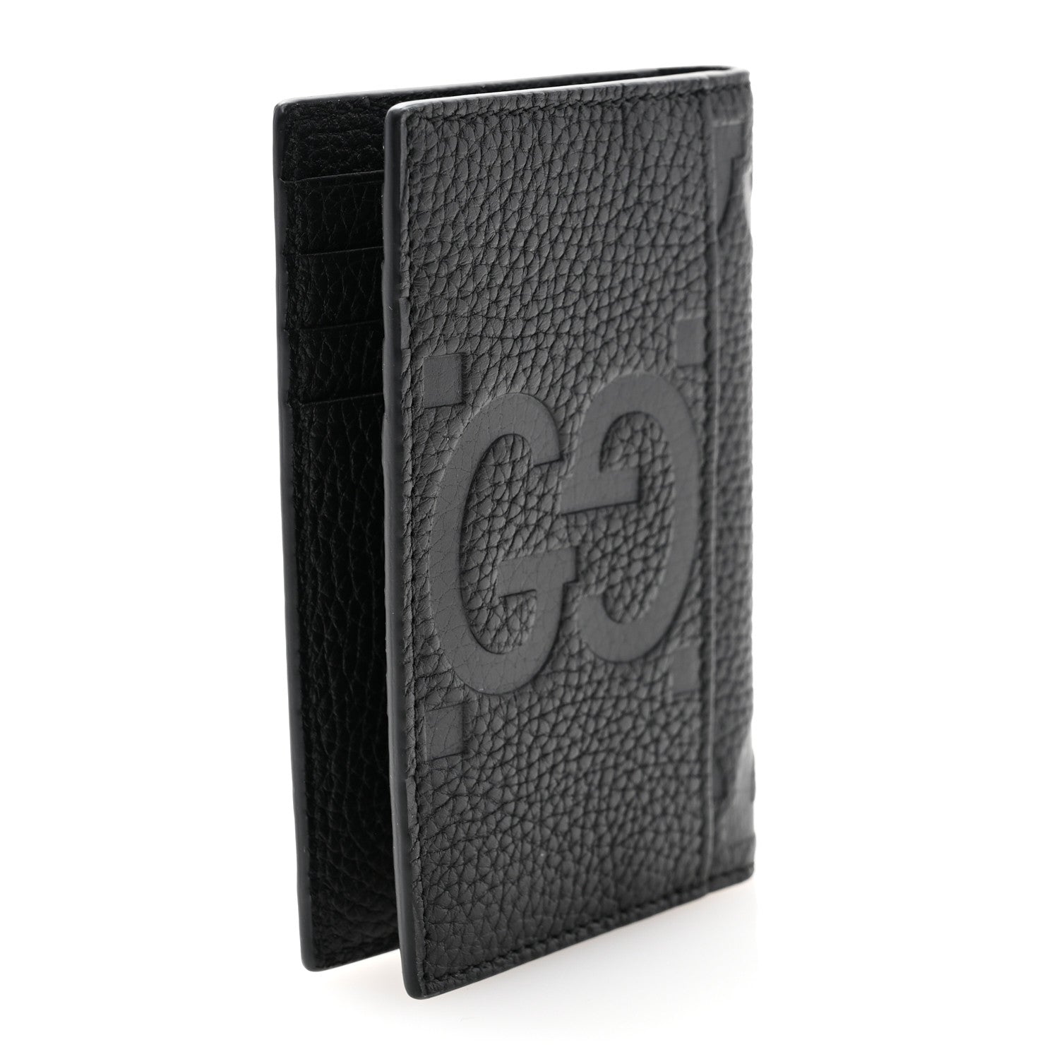 Gucci Piuma Calfskin Jumbo GG Embossed Card Case Black 3 of 7