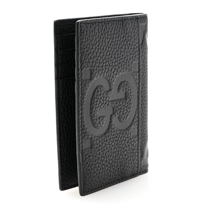 Gucci Piuma Calfskin Jumbo GG Embossed Card Case Black 3 of 7