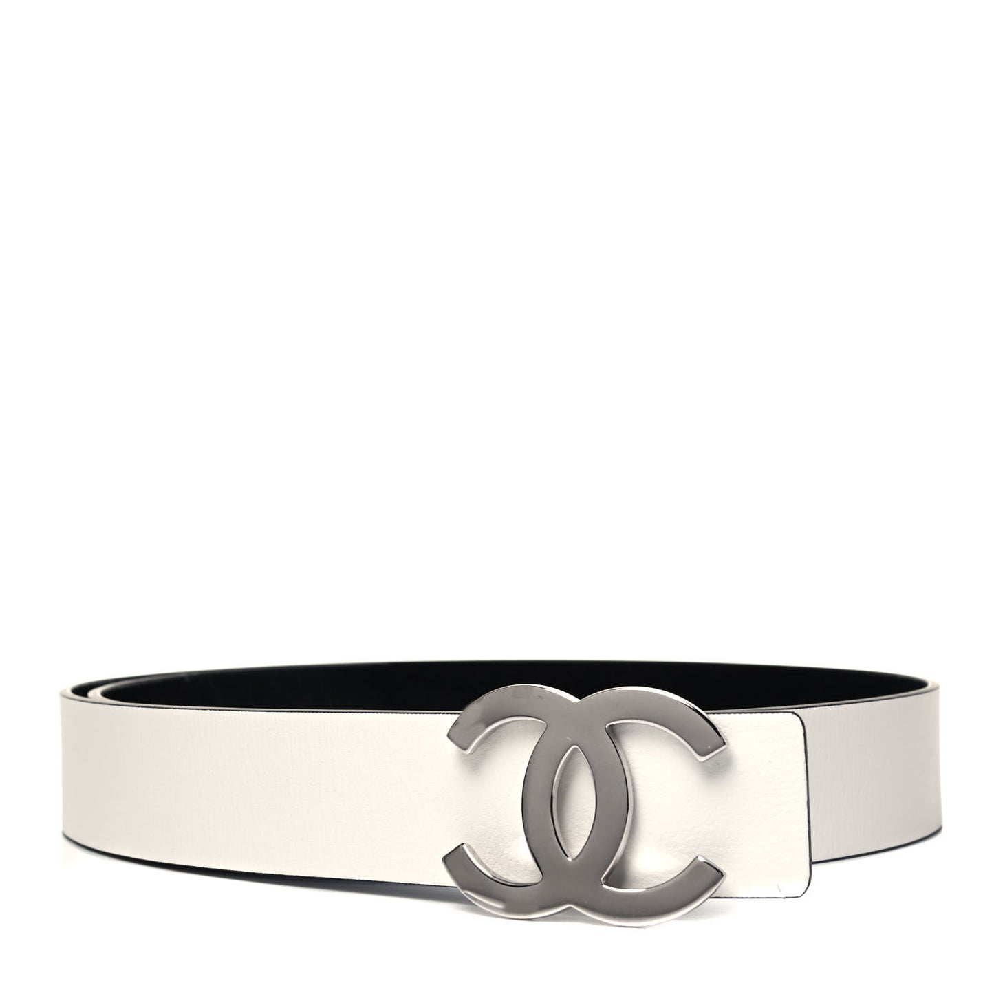 Patent Calfskin CC Reversible Belt 95 Black White
