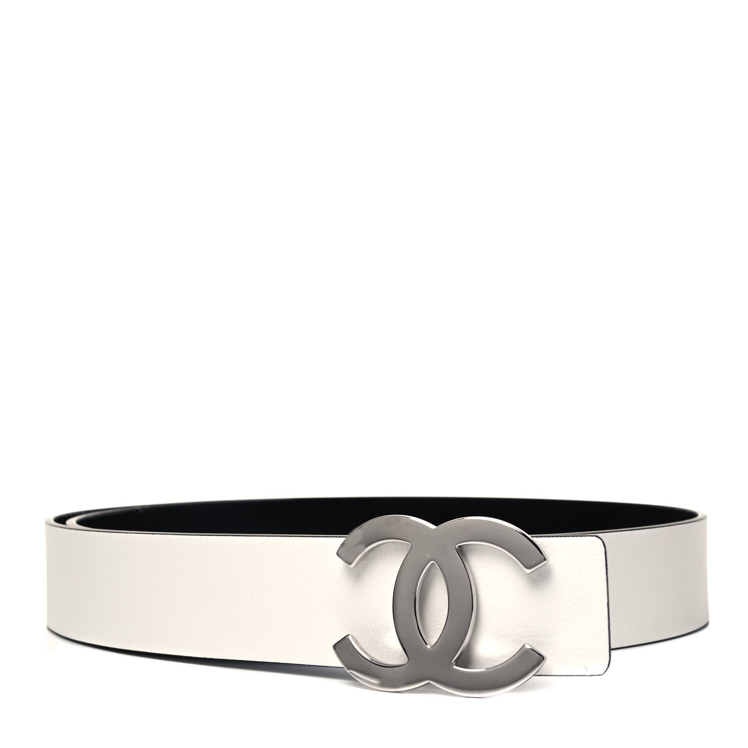 Chanel Patent Calfskin CC Reversible Belt 95 Black White 2 of 6
