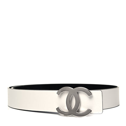Chanel Patent Calfskin CC Reversible Belt 95 Black White 2 of 6