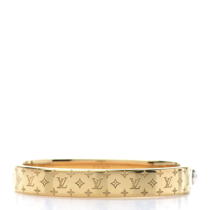 Louis Vuitton Brass Monogram Nanogram Cuff S Gold 3 of 8