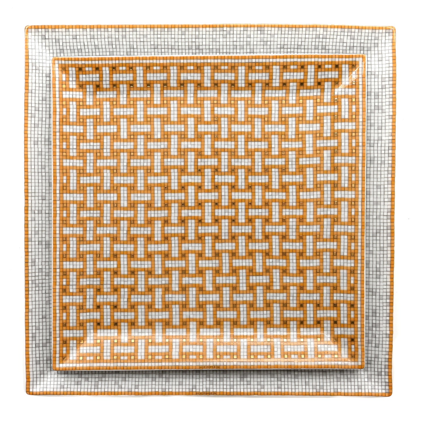 Porcelain Mosaique Au 24 Set of 5 Square Plates Gold