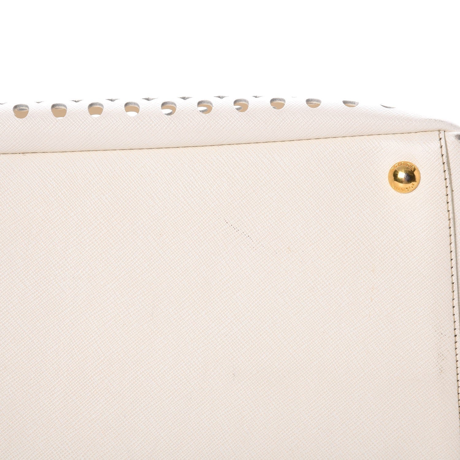 Prada Saffiano Perforated Zip Around Tote Talco 13 of 17