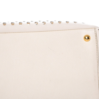Prada Saffiano Perforated Zip Around Tote Talco 13 of 17