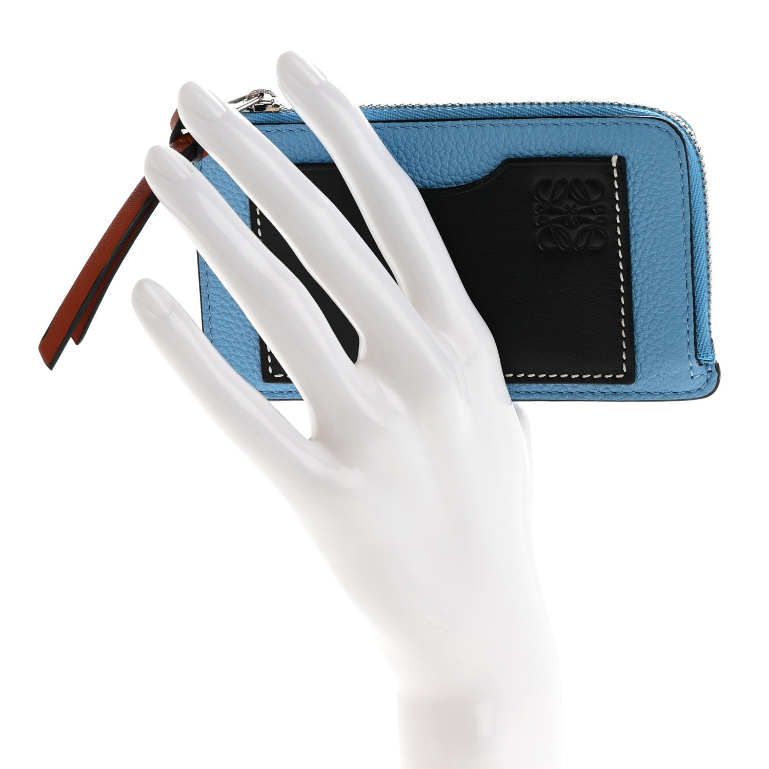 Loewe Soft Grained Calfskin Coin Card Holder Sky Blue 2 of 9