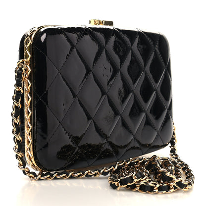 Chanel Glazed Goatskin Quilted Box With Chain Black 3 of 12