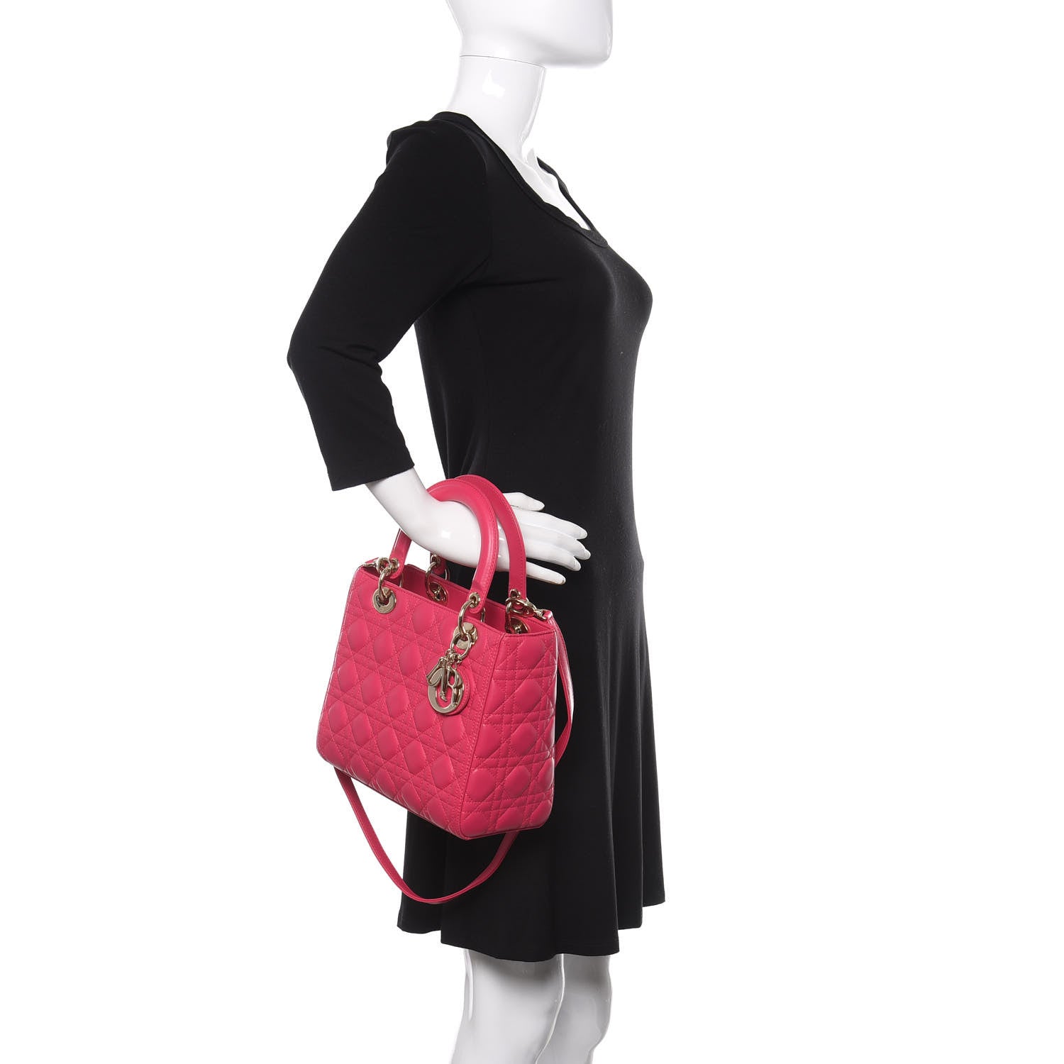 Christian Dior Lambskin Cannage Medium Lady Dior Pink 3 of 16