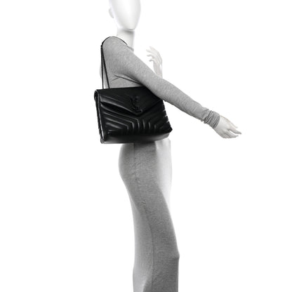 Saint Laurent Calfskin Y Quilted Monogram Monochrome Medium Loulou Chain Satchel Black 2 of 11