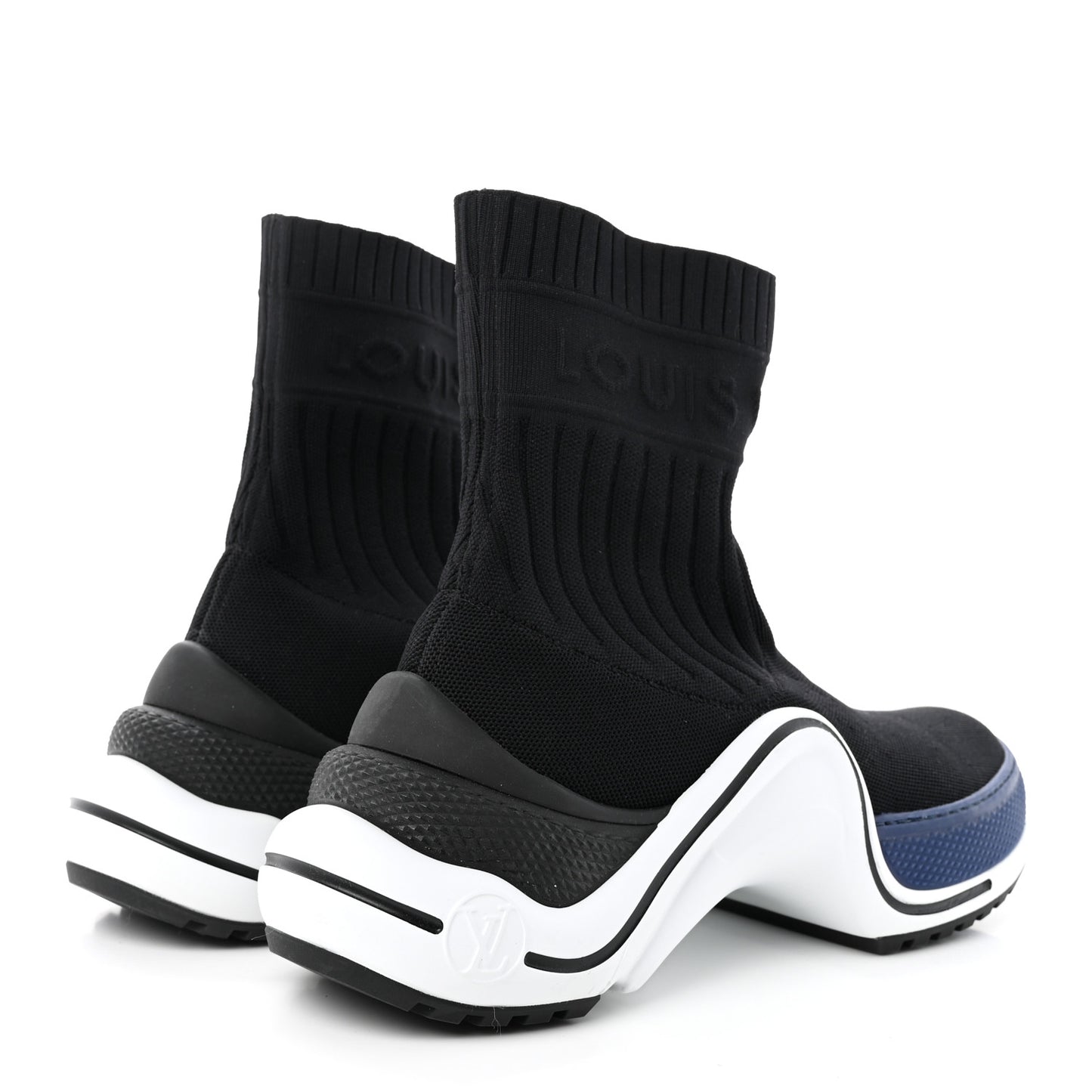 Stretch Textile LV Archlight Sneaker Boots 37.5 Black Blue