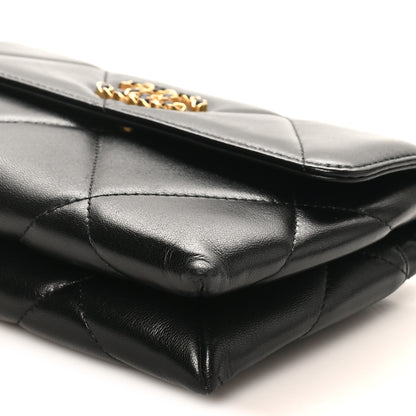 Chanel Lambskin Quilted Chanel 19 Flap Clutch Black 19 of 21