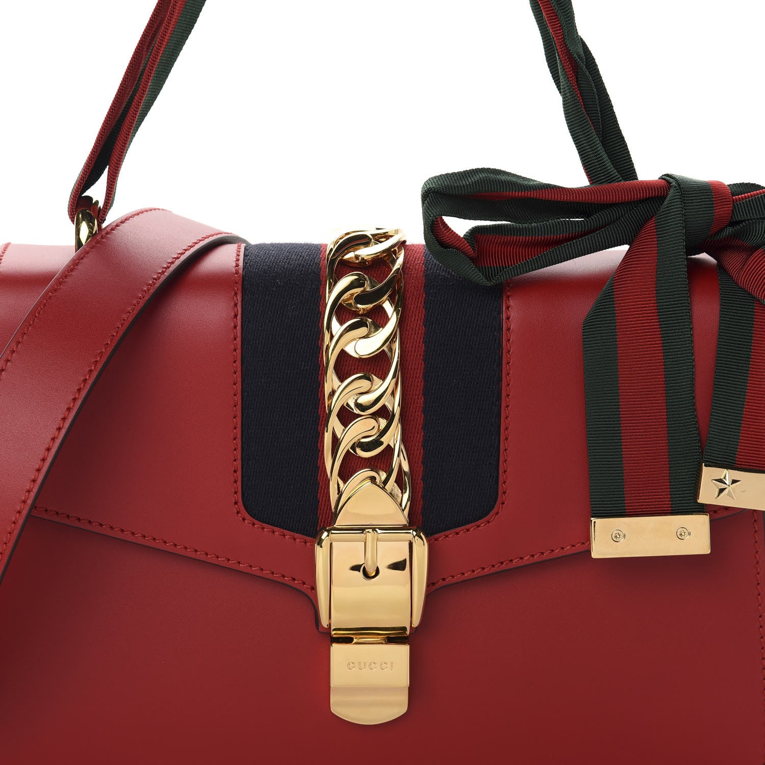 Gucci Calfskin Small Sylvie Shoulder Bag Hibiscus Red 10 of 10