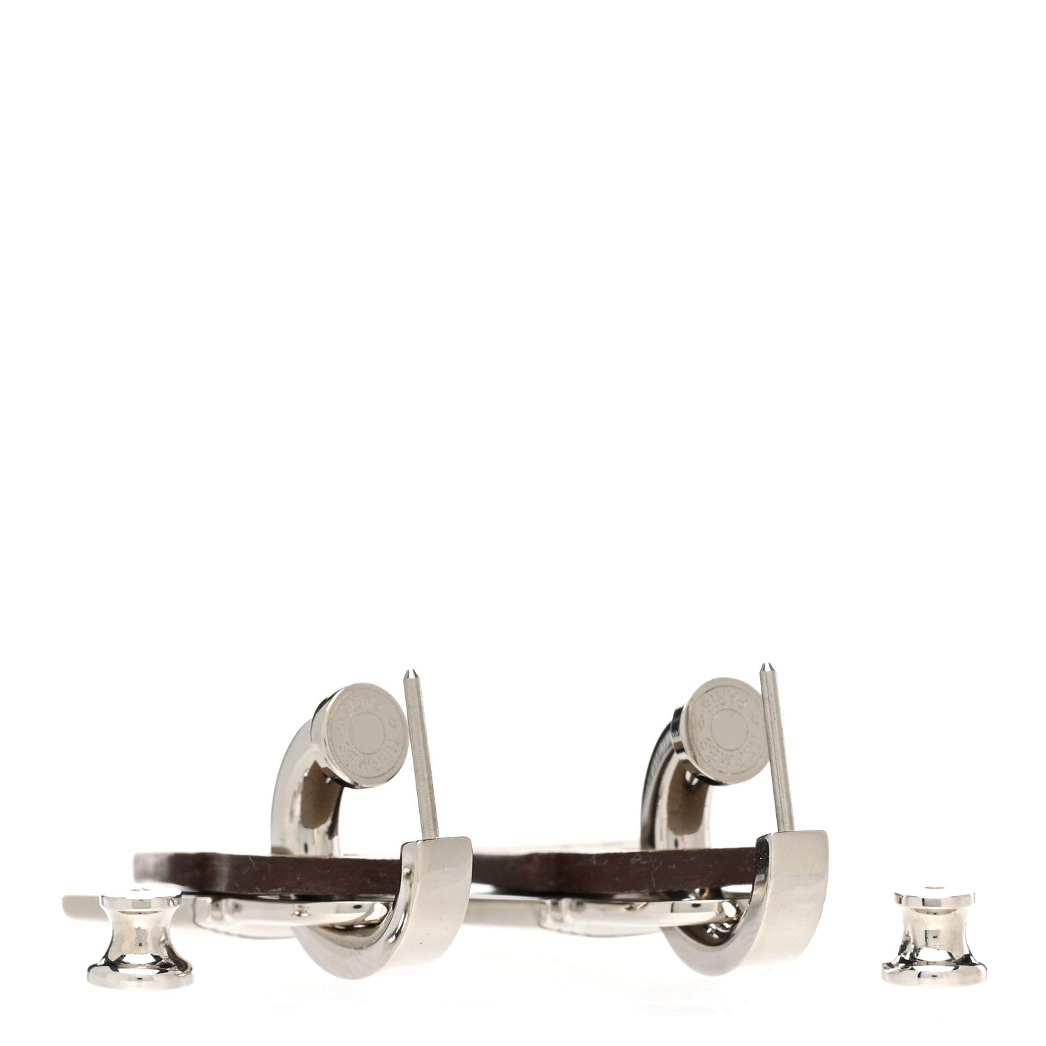 Hermes Palladium Swift O'Kelly Earrings Etoupe 3 of 5