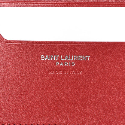 Saint Laurent Calfskin Monogram Compact Wallet Red 7 of 9