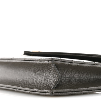 Saint Laurent Grain De Poudre Matelasse Chevron Monogram Envelope Chain Wallet Pebble 10 of 13
