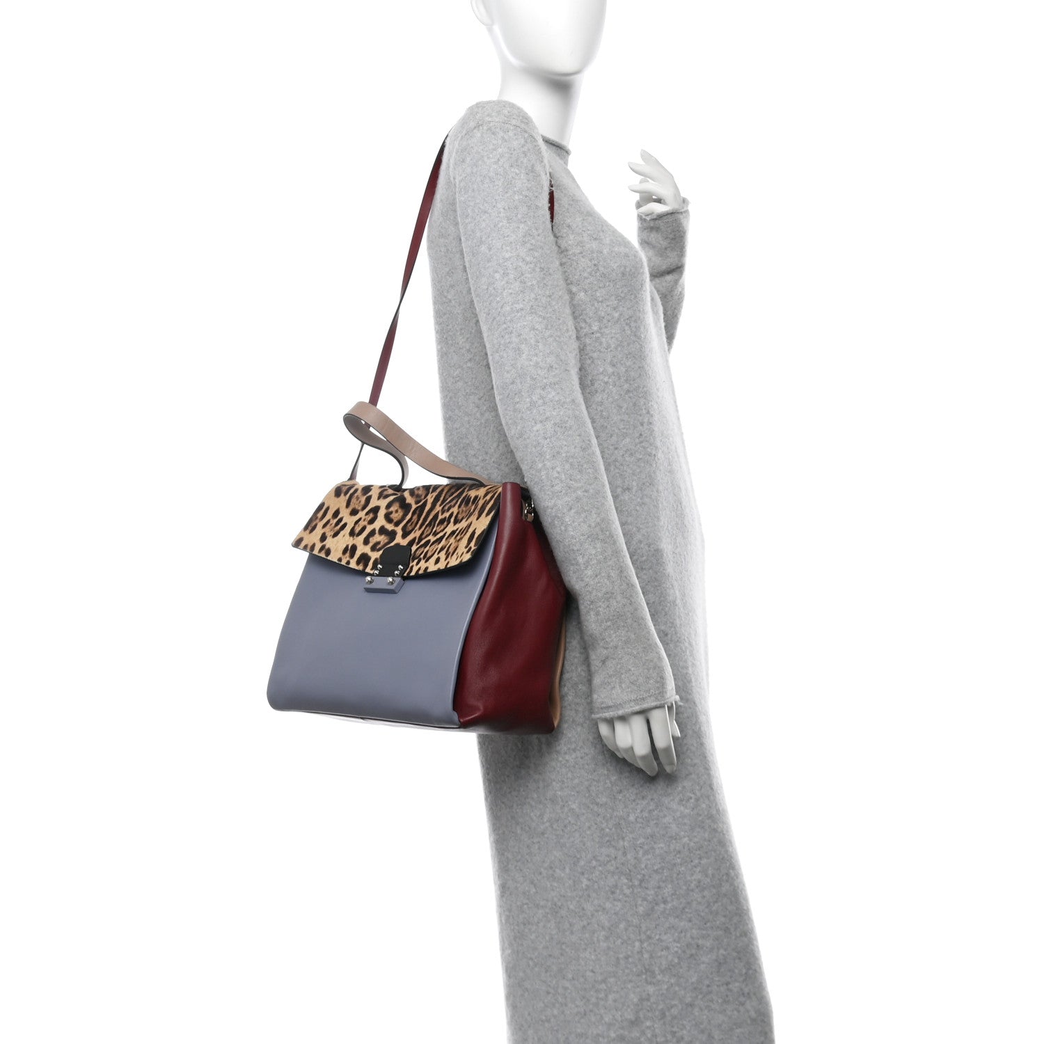 Valentino Garavani Calfskin Pony Hair Colorblock Mime Single Handle Bag Multicolor 2 of 11