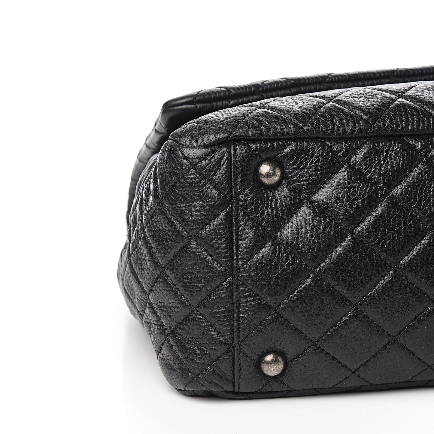 Calfskin Quilted XXL Travel Flap Bag Black