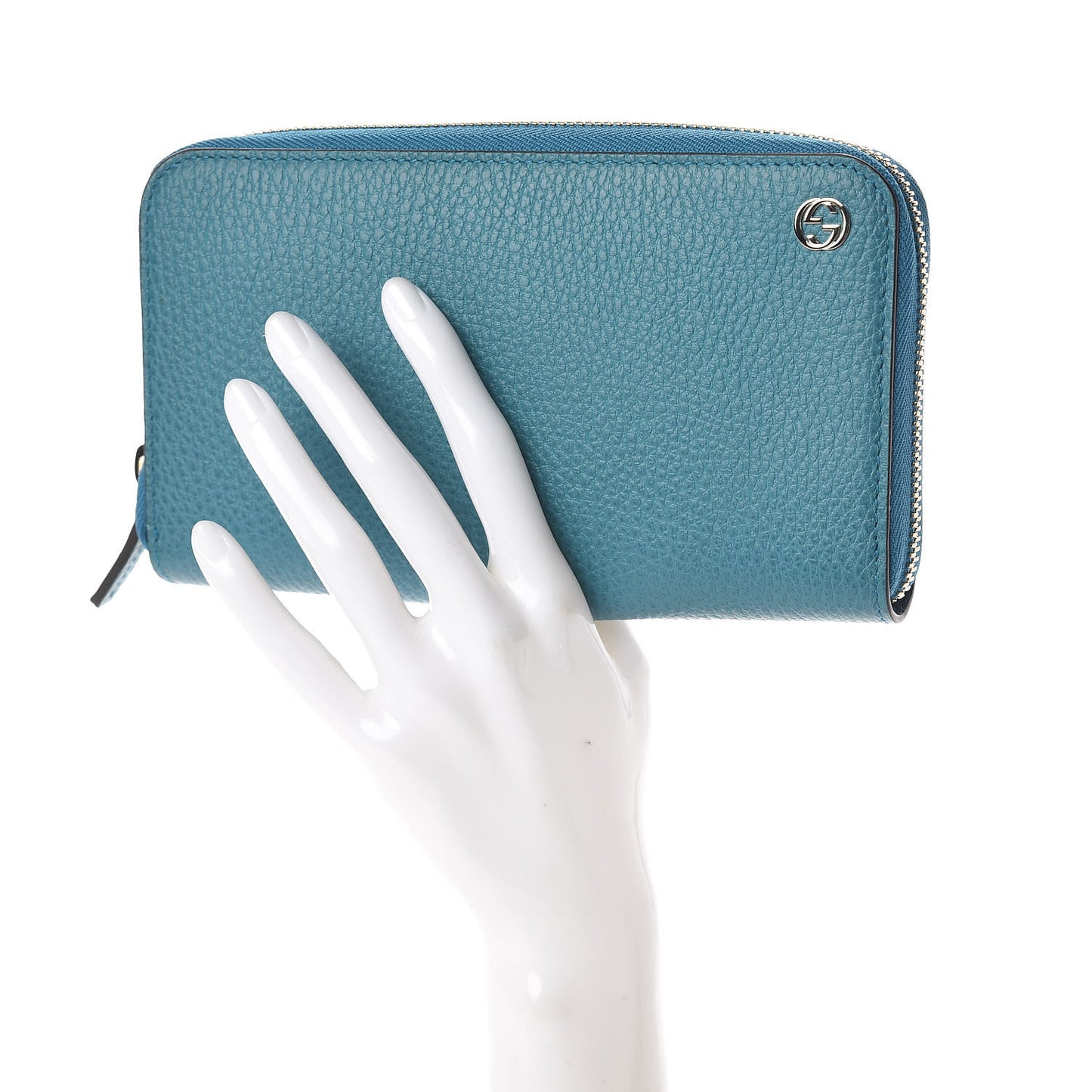 Dollar Calfskin GG Zip Around Wallet Deep Cobalt