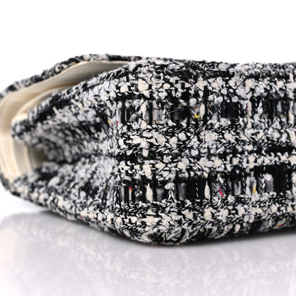 Chanel Tweed Quilted Medium Double Flap Black White Ecru 8 of 14