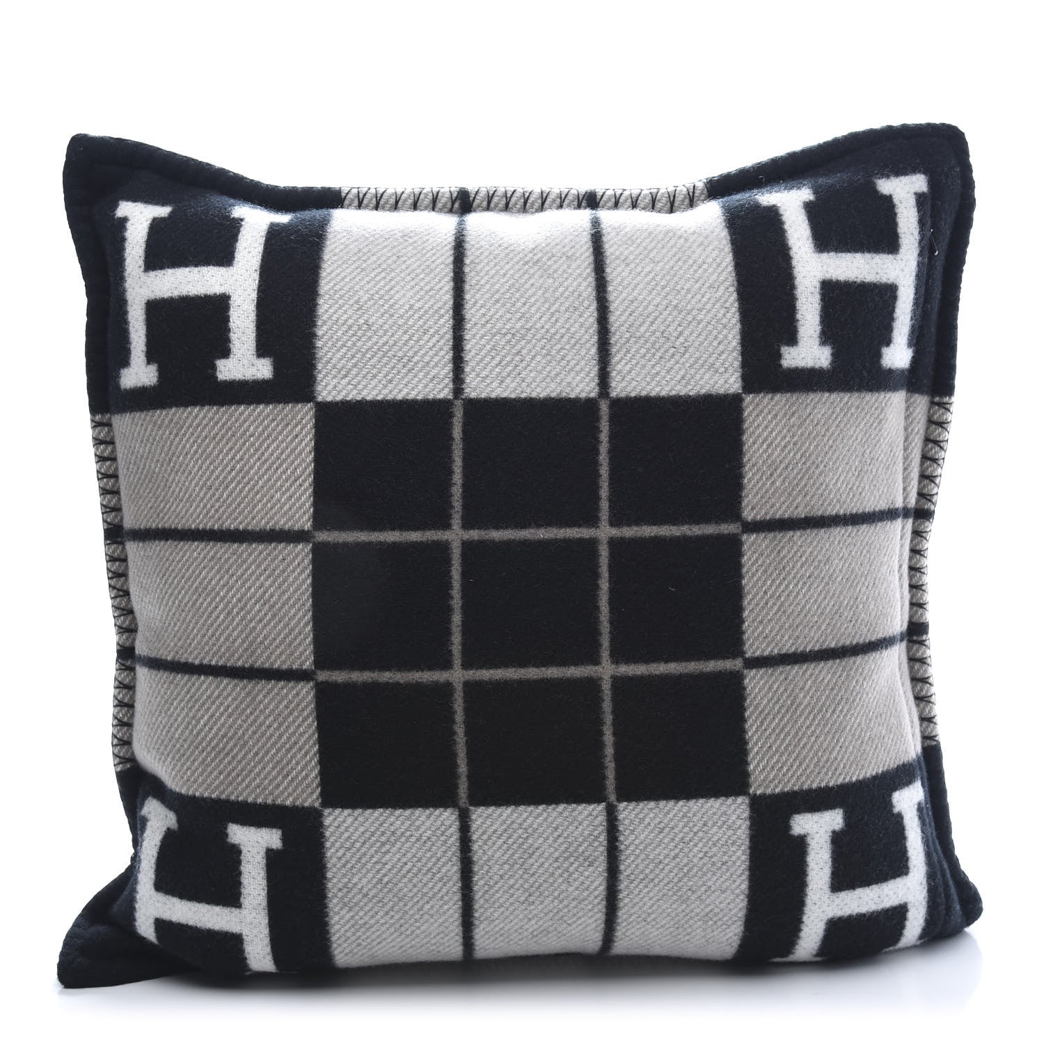 Hermes Wool Cashmere Avalon III Pillow PM Ecru Black 1 of 3