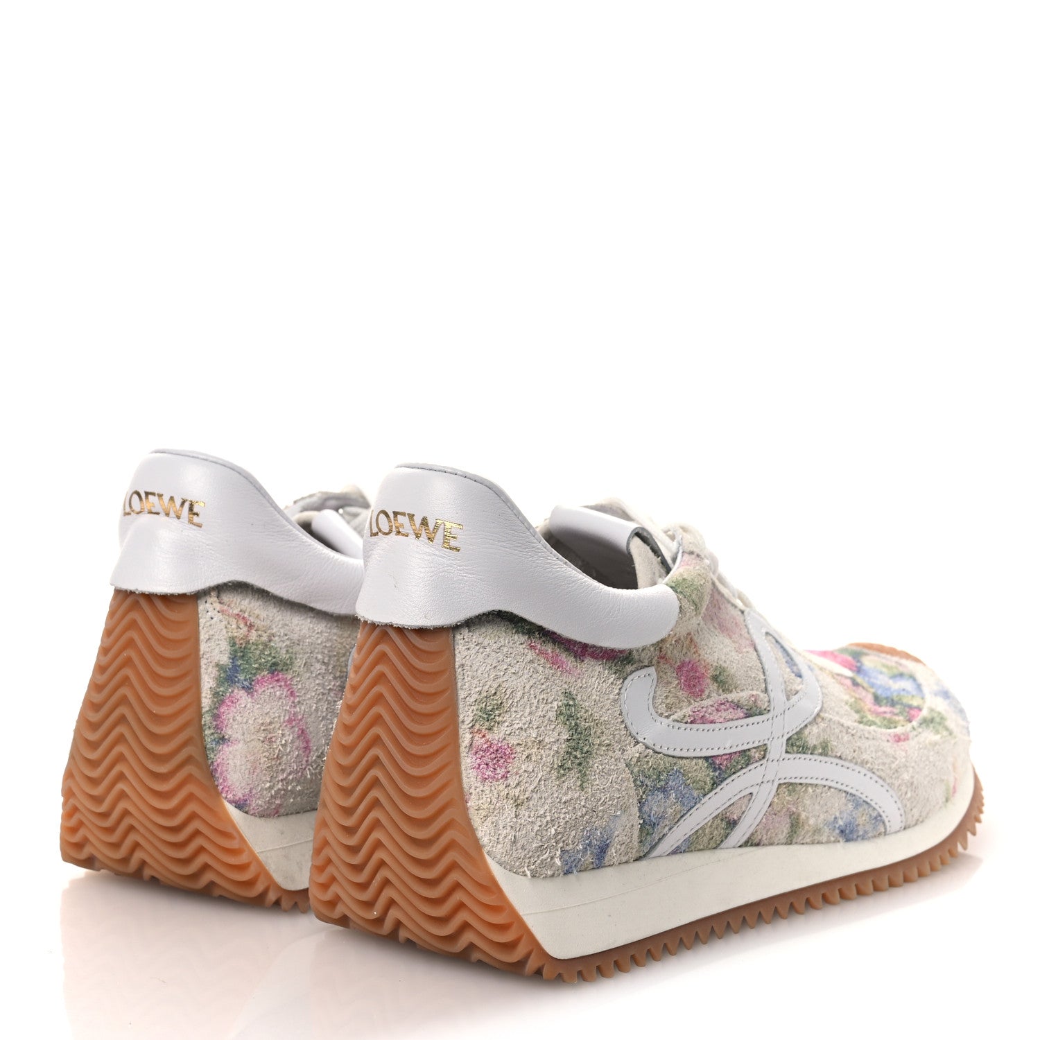 Loewe Suede Flow Runner Floral Sneakers 39 White Pink Multicolor 5 of 11