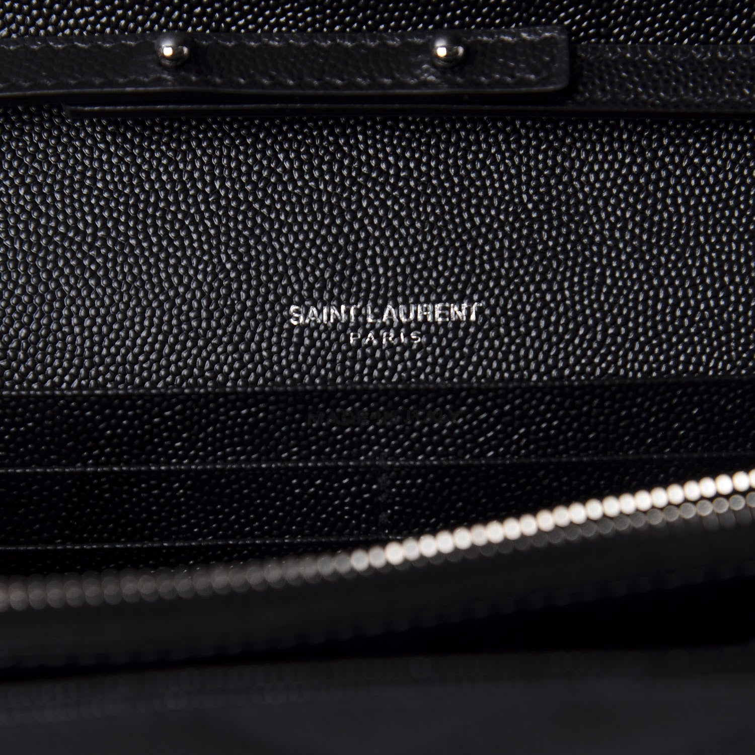 Saint Laurent Grain De Poudre Matelasse Chevron Monogram Chain Wallet Black 7 of 9