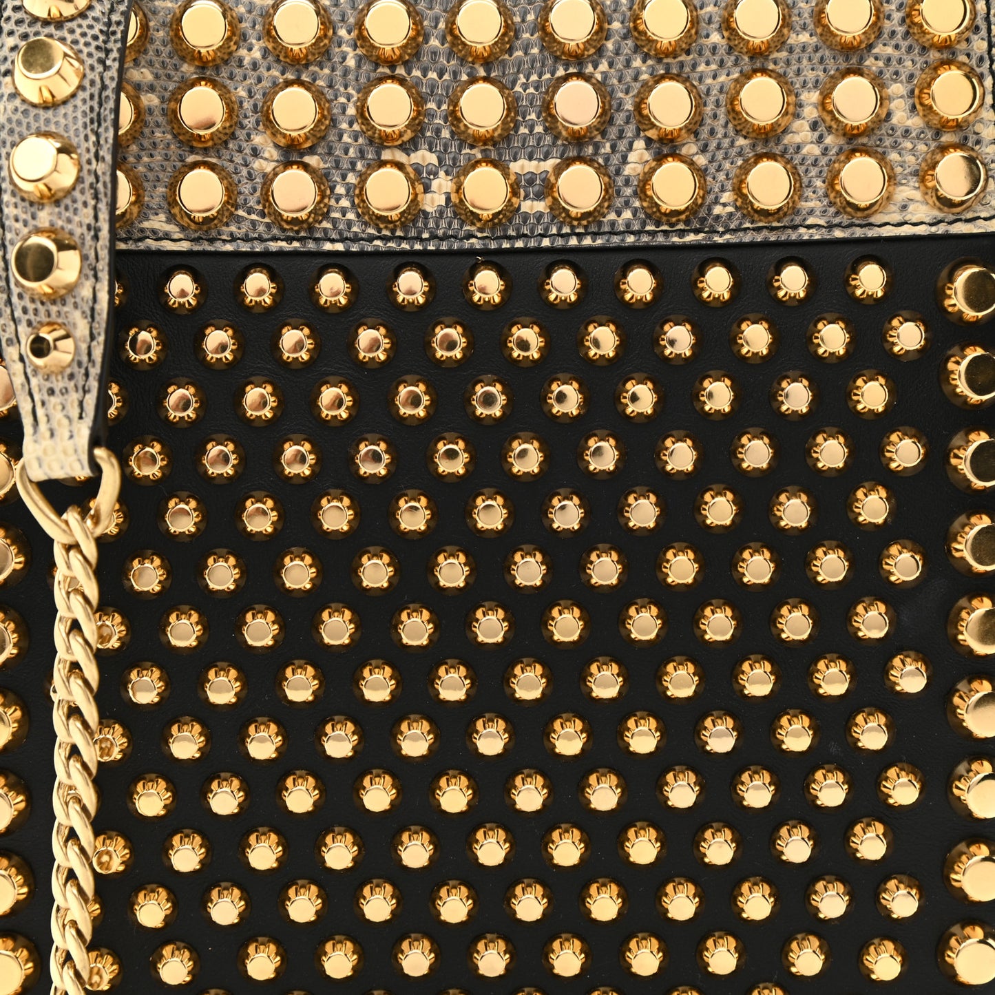 City Calfskin Lucer Studded Small Margit Bag Black Roccia