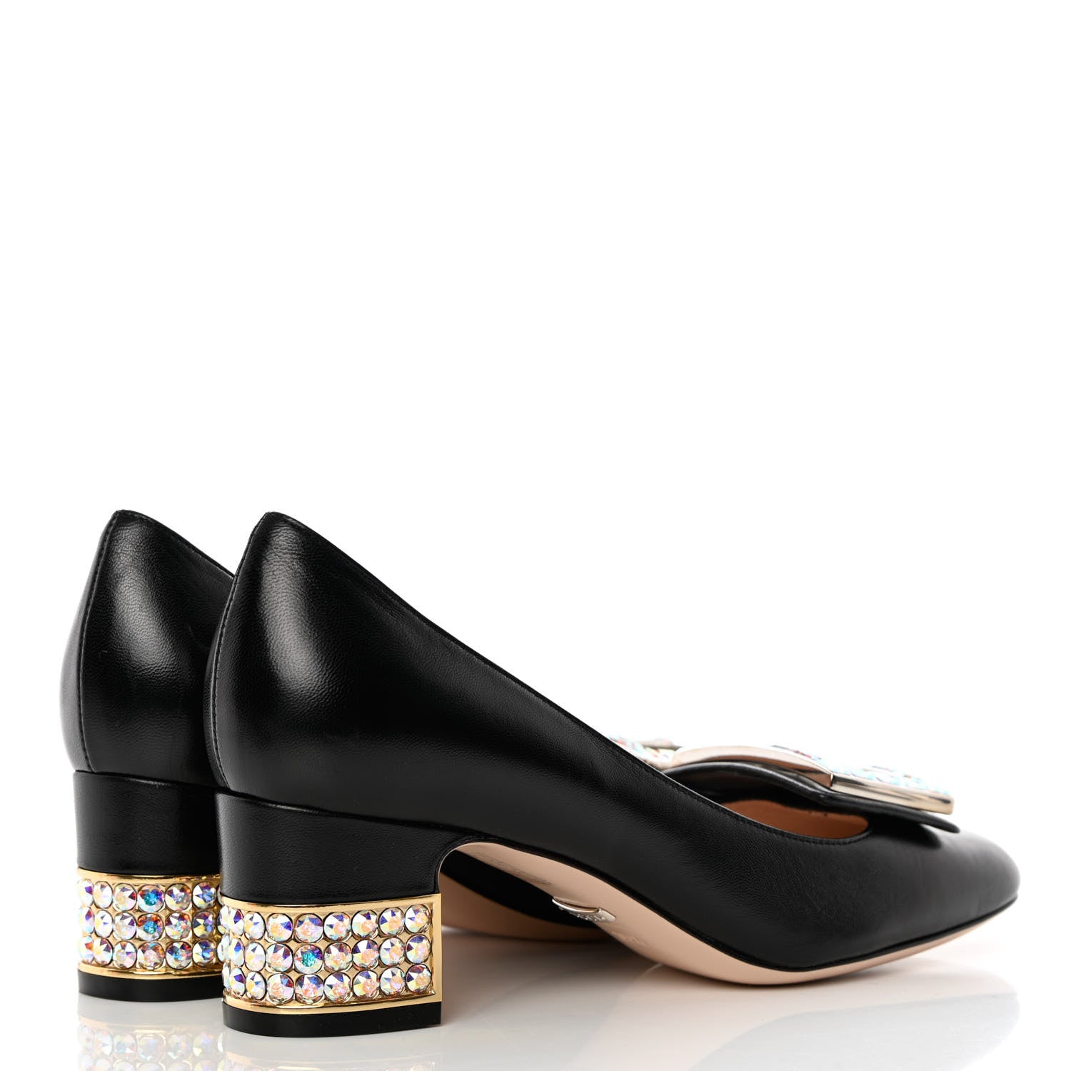 Gucci Malaga Kid Crystal Square G Madelyn Mid Heel Loafer Pumps 36.5 Black 4 of 9